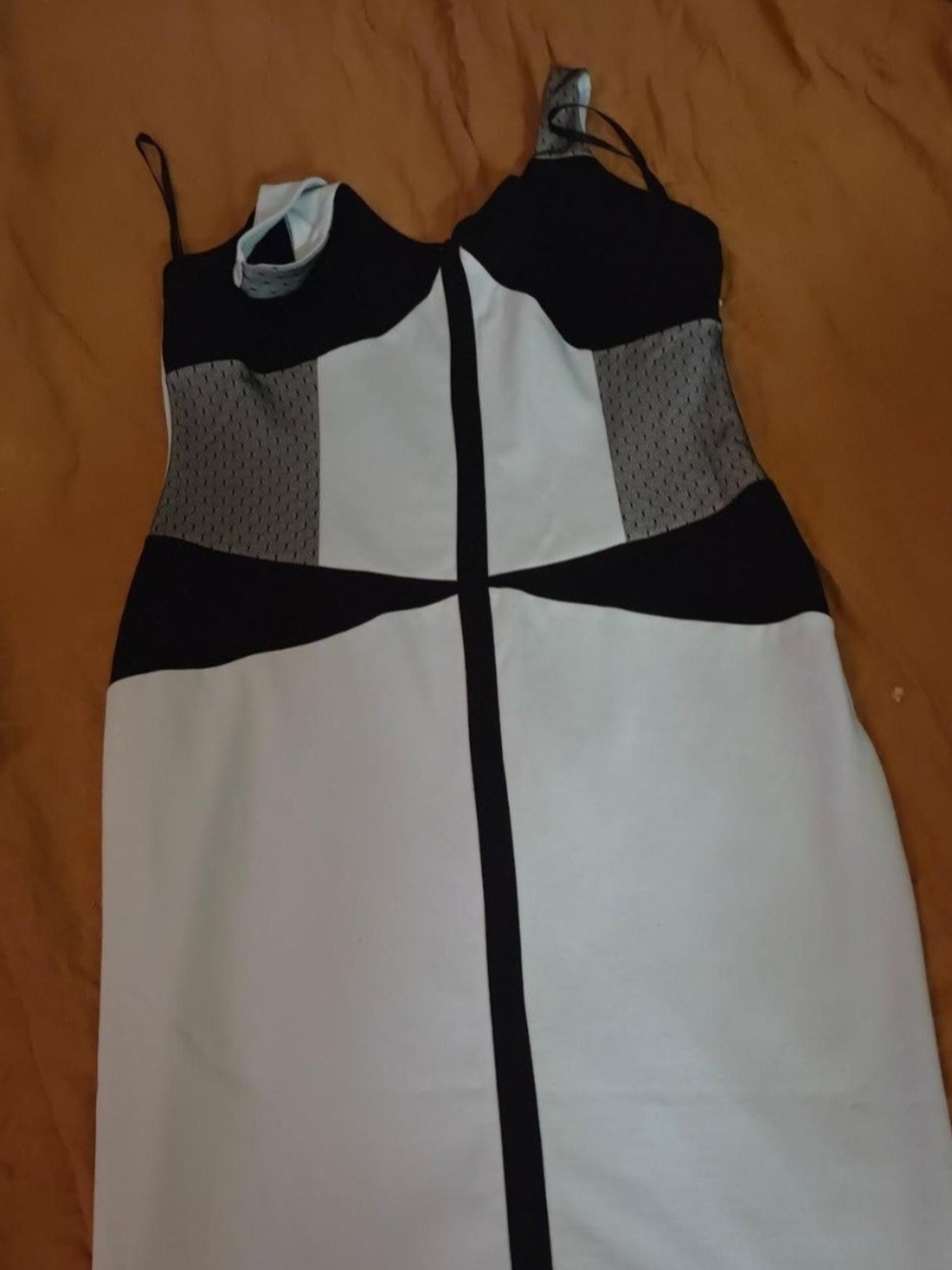 Kardashian Kollection Black and Mint Panel Midi Dress
